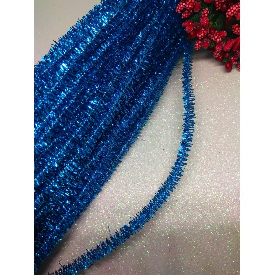 Проволока синельная металлик 30 см цв. т.-голубой, цена за 10 шт